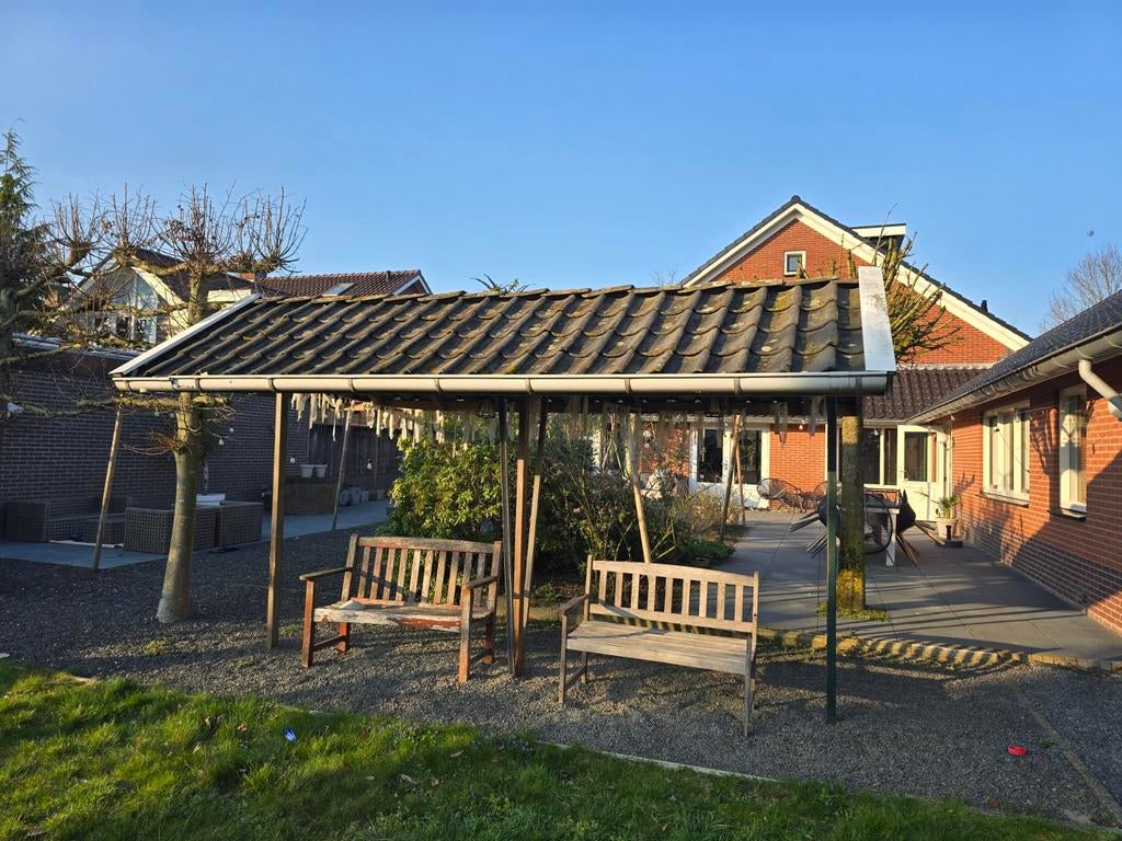 Gratis overkapping puntdak 460x220cm, Tuin en Terras, Overkappingen, Ophalen of Verzenden, Gebruikt