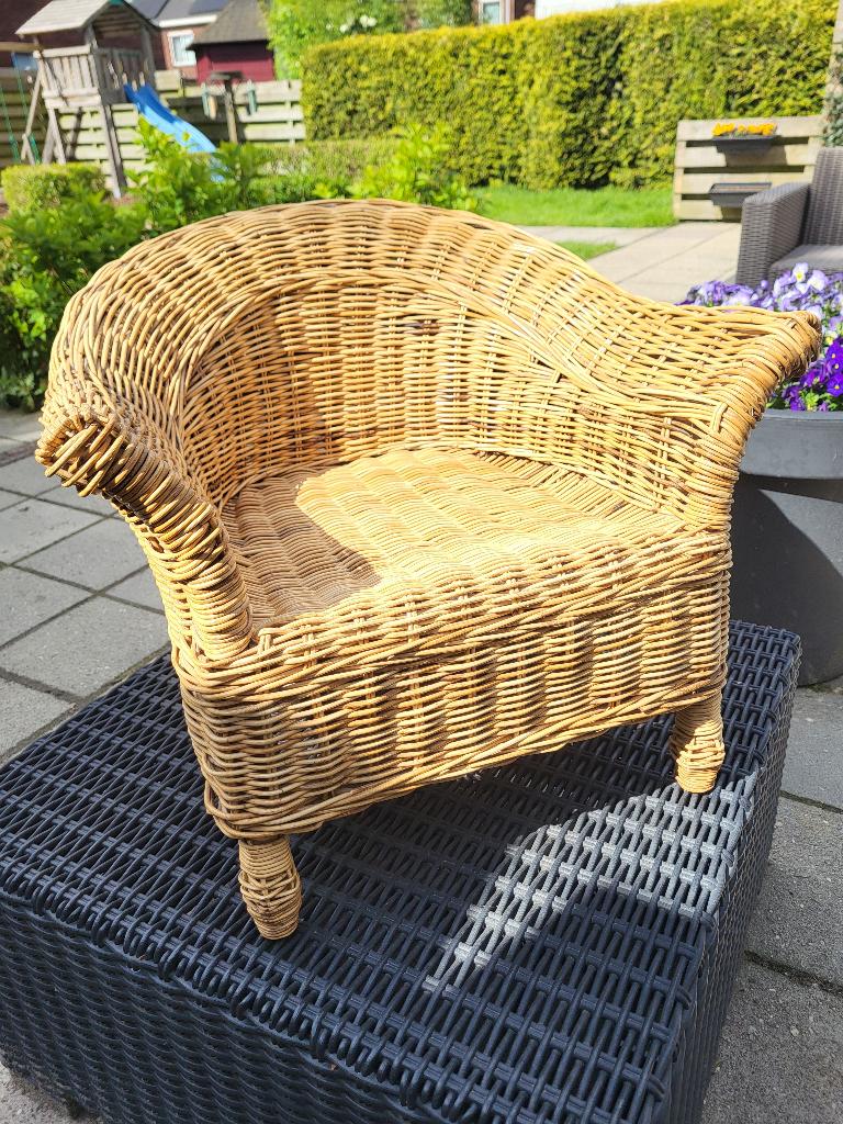 Rieten stoel, Huis en Inrichting, Stoelen, Ophalen, Gebruikt, Bruin, Riet of Rotan