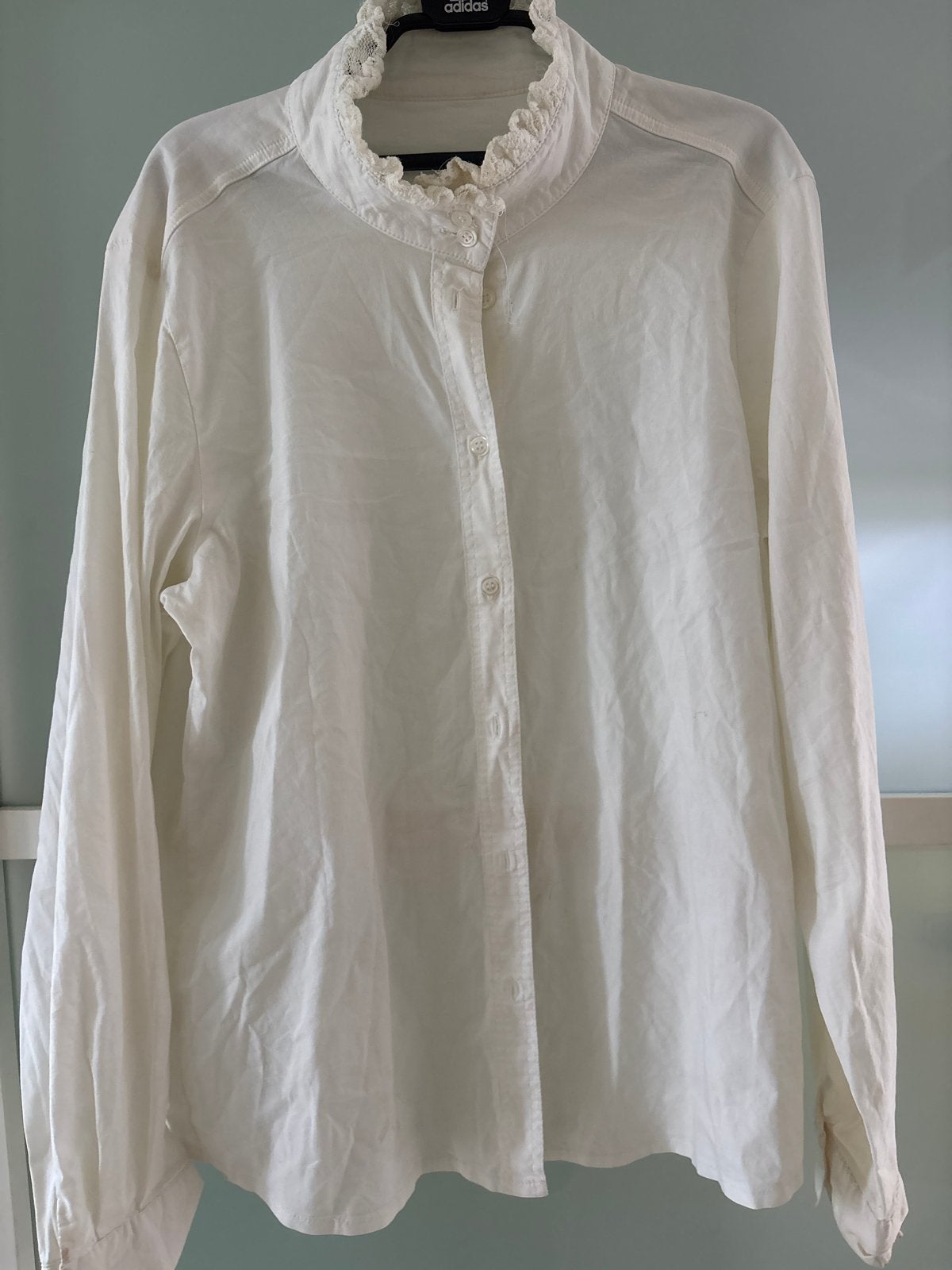 Witte blouse met kanten kraag, Ophalen of Verzenden, Gedragen, Maat 38/40 (M), Wit