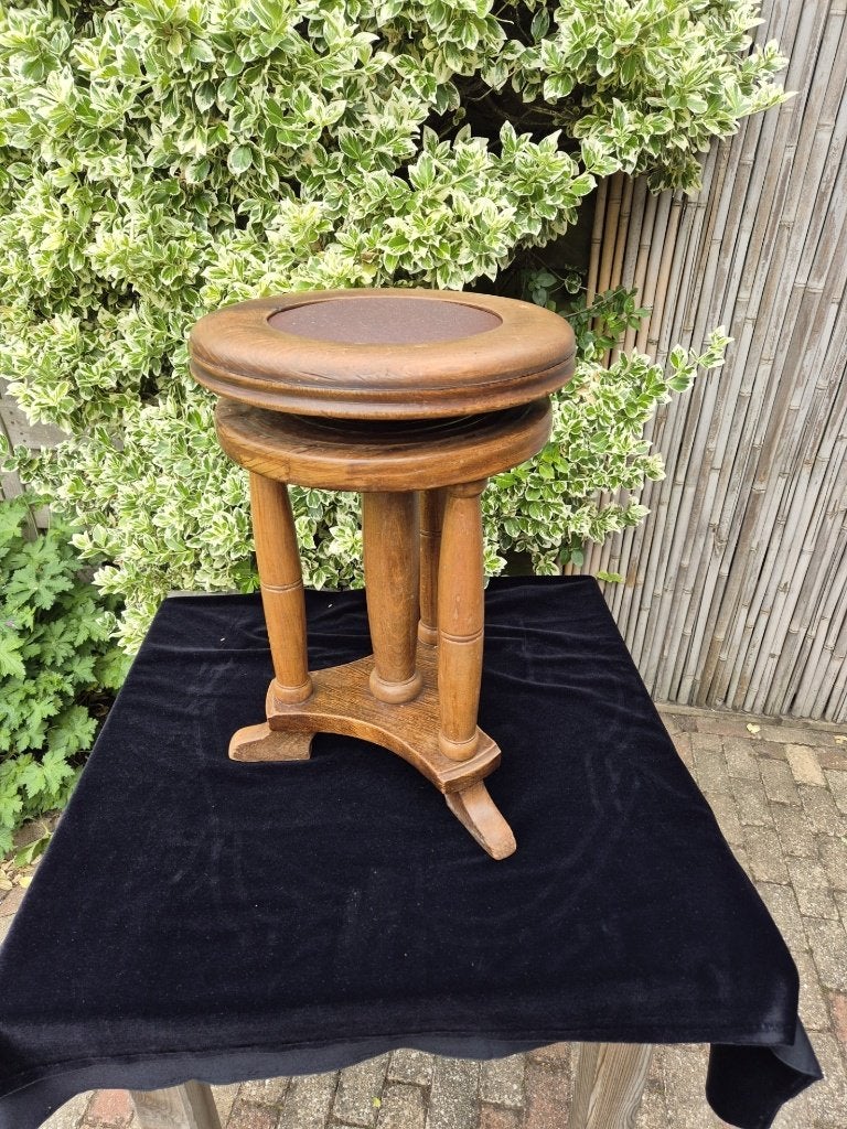 Antiek - Pianokruk - Orgelkruk - Bekleding - Hout - jrn '30., Ophalen of Verzenden, In hoogte verstelbaar, Gebruikt, Hout