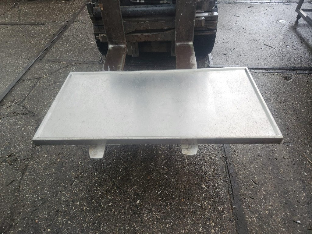 26134/235 - RVS werkblad + werktafel dubbele spoelbak, Huis en Inrichting, Ophalen, Gebruikt, 100 tot 150 cm, 50 tot 100 cm