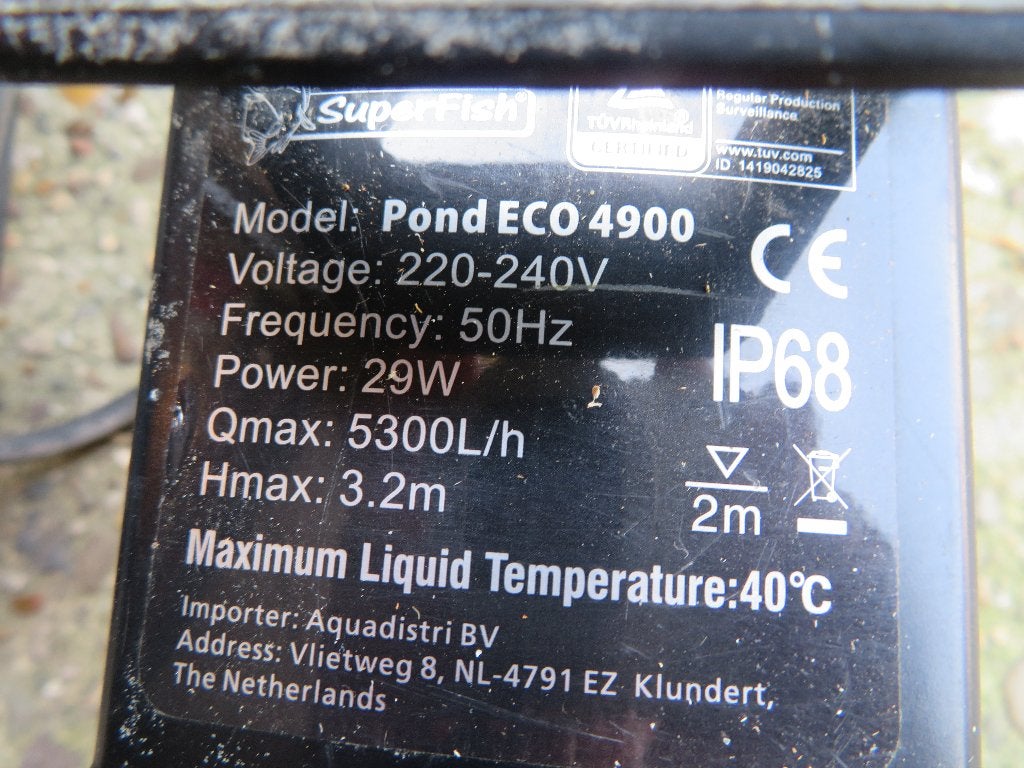 Vijverpomp Superfish eco 4900 en Xtra 3900 met toebehoren, Ophalen, Gebruikt, Vijverpomp