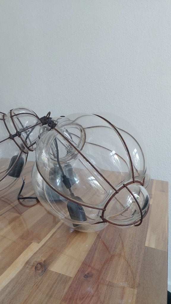Vintage Venetiaanse Hanglamp Handgeblazen Glas, Ophalen, Gebruikt, Glas, Vintage Venetiaanse