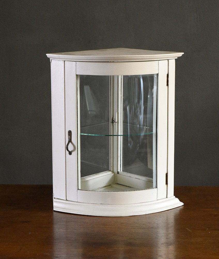 Vintage vitrine kastje met bol glazen deurtje, Ophalen, Glas, Vintage, 50 tot 100 cm