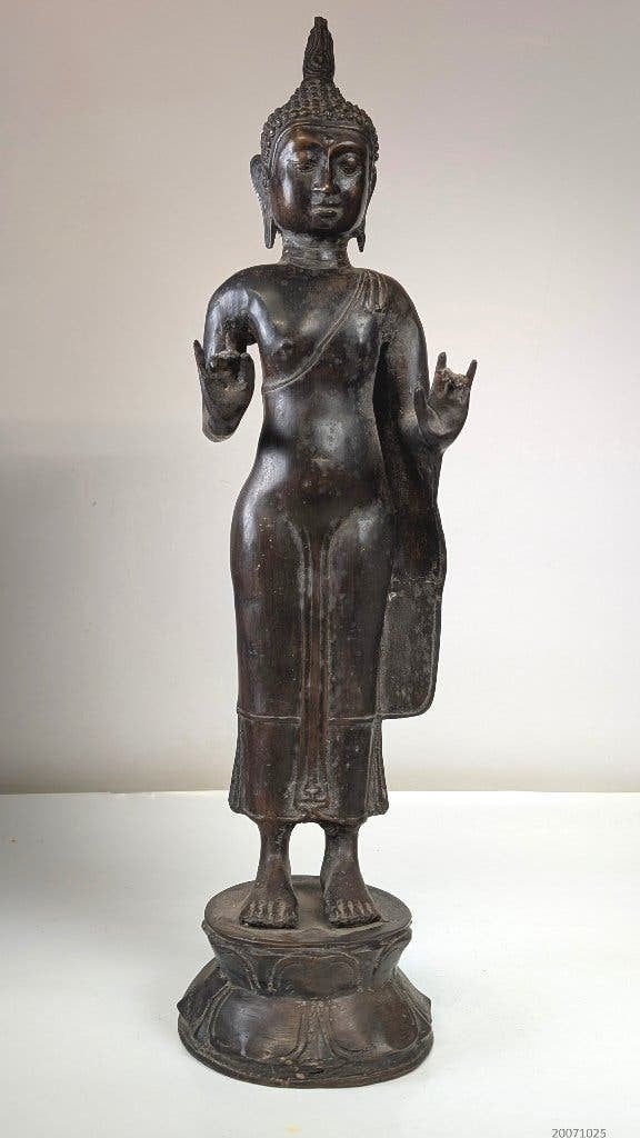 oud beeld staande Boeddha, Ophalen, Beeld, Brons
