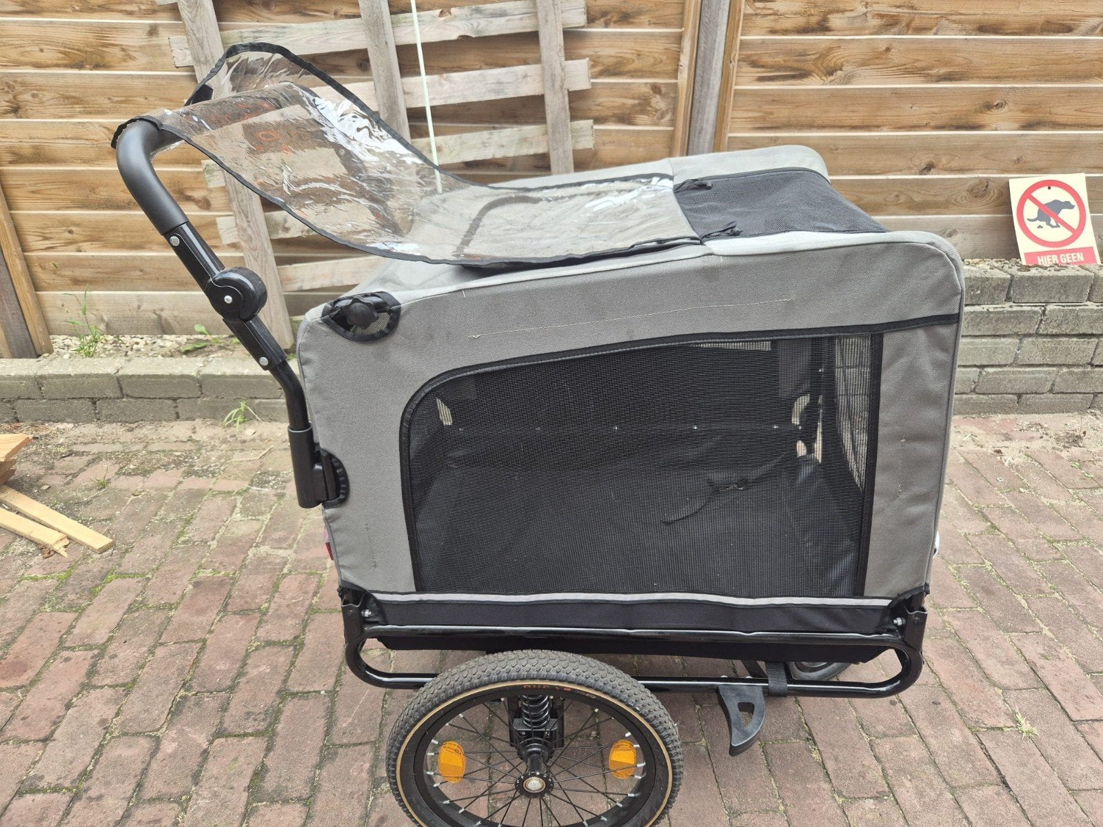 Tectake Hondenkar Fietsaanhanger Grijs - Zo goed als nieuw, Fietsen en Brommers, Ophalen, Tectake, Opvouwbaar, 20 tot 40 kg