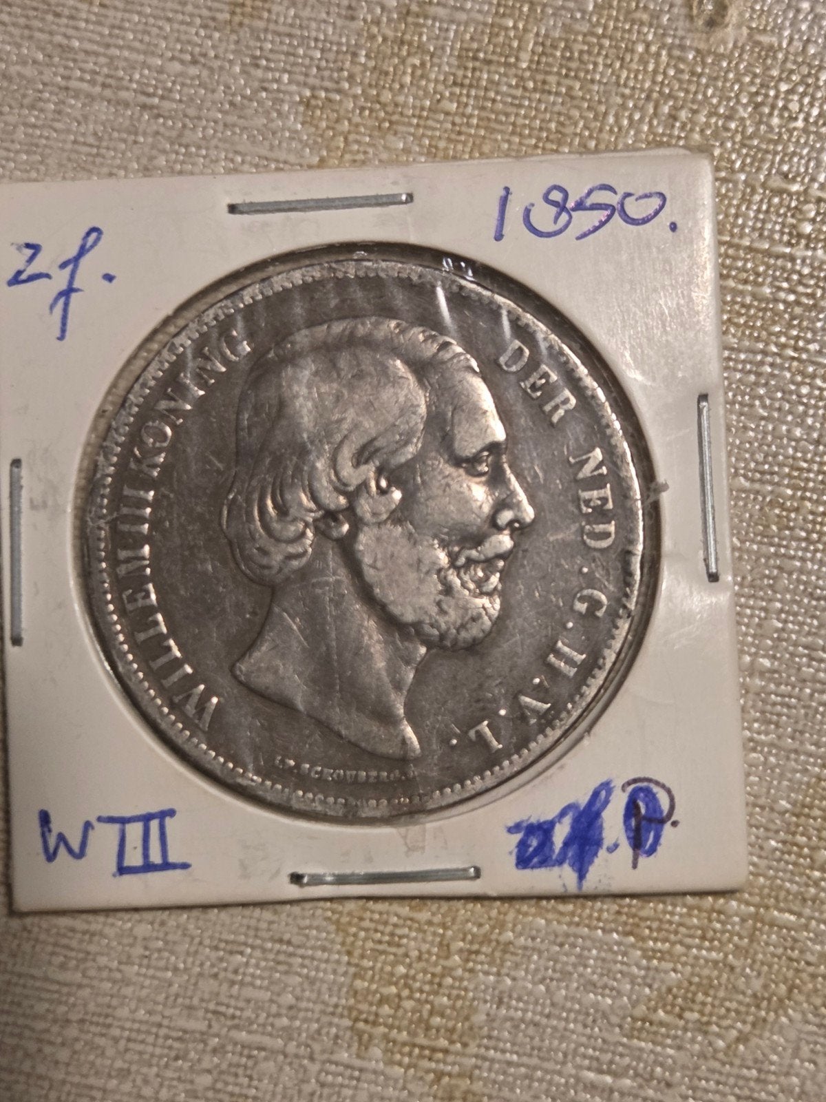 Zilveren 2½ Gulden Koning Willem III 1850, Koning Willem III, Zilver, Ophalen of Verzenden, Losse munt