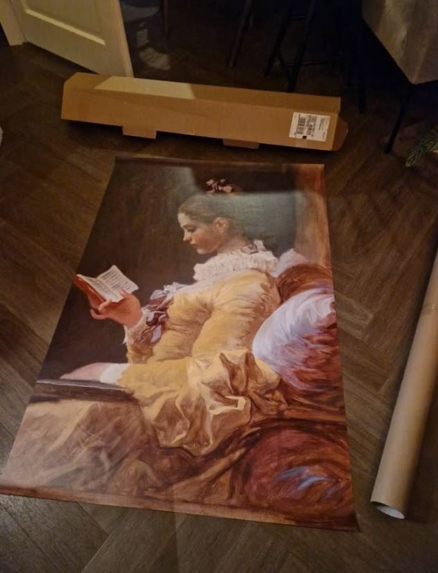 Werk aan de muur Lezend meisje, Jean-Honoré Fragonard canvas, Nieuw, Ophalen of Verzenden, Print, 75 tot 100 cm