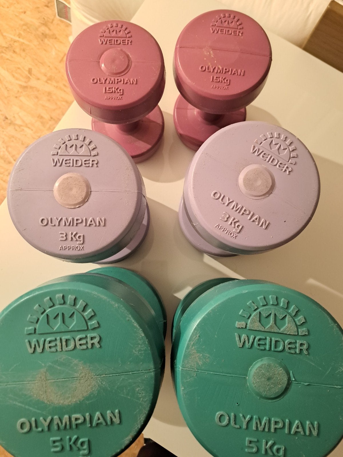 Weider Olympian Gewichten Set (1.5kg, 3kg, 5kg), Ophalen, Gebruikt, Benen, Dumbbell