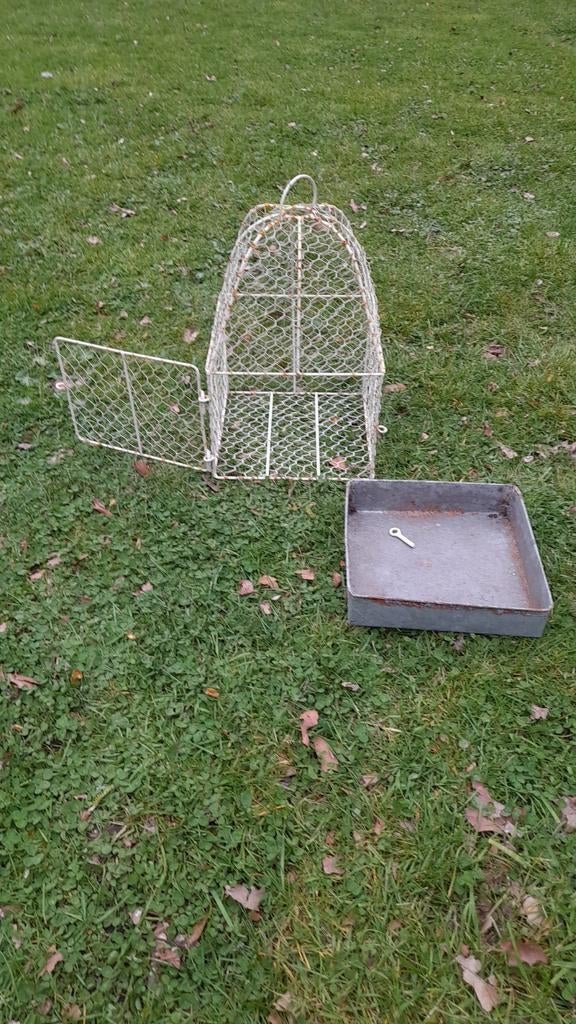 Brocante oude VOGELKOOI voor decoratie + gratis dennenappels, Ophalen of Verzenden, Metaal, Vogelkooi