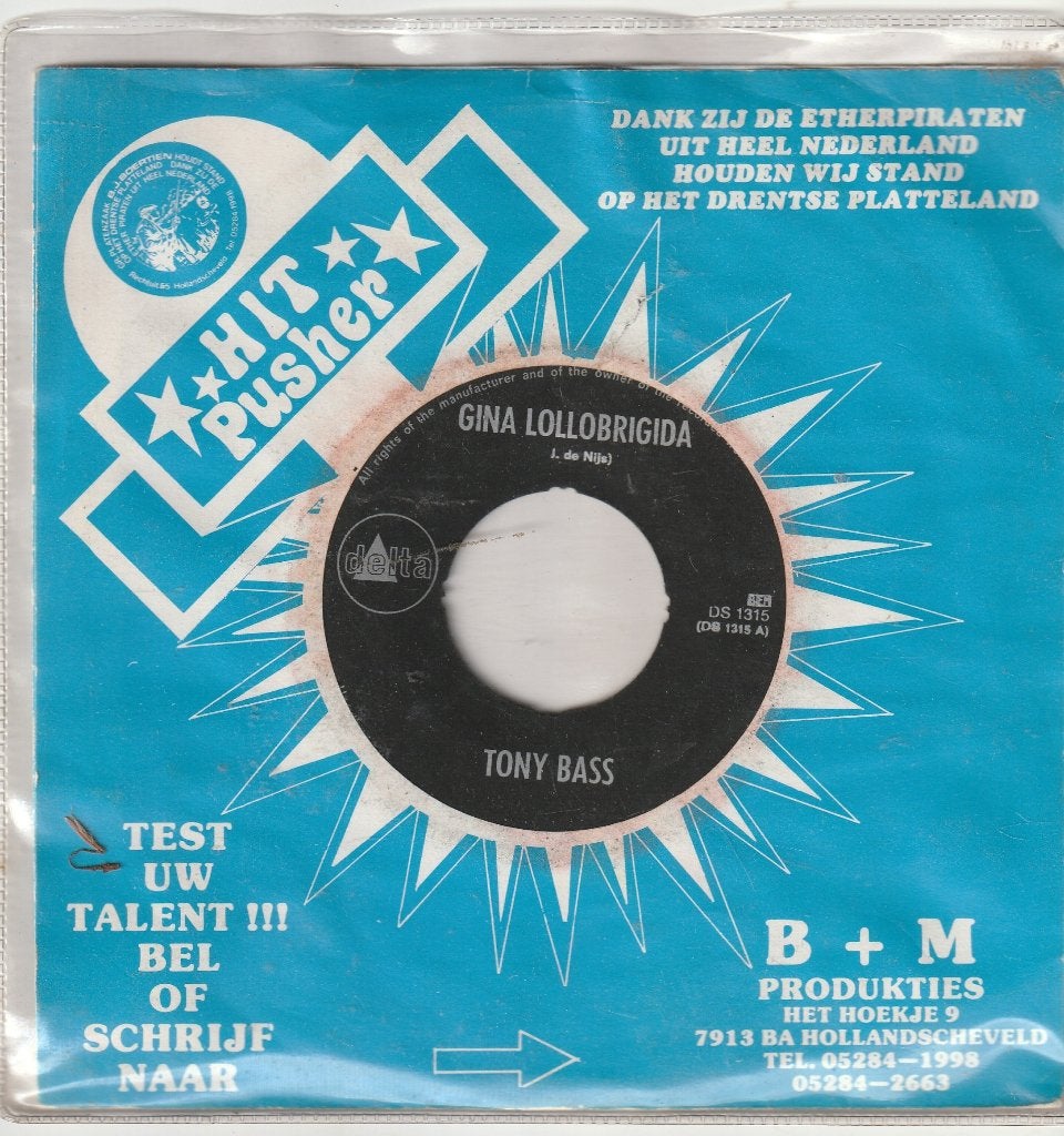 Tony bass gina lollobrigida vinyl single, Ophalen of Verzenden, Zo goed als nieuw, Nederlandstalig