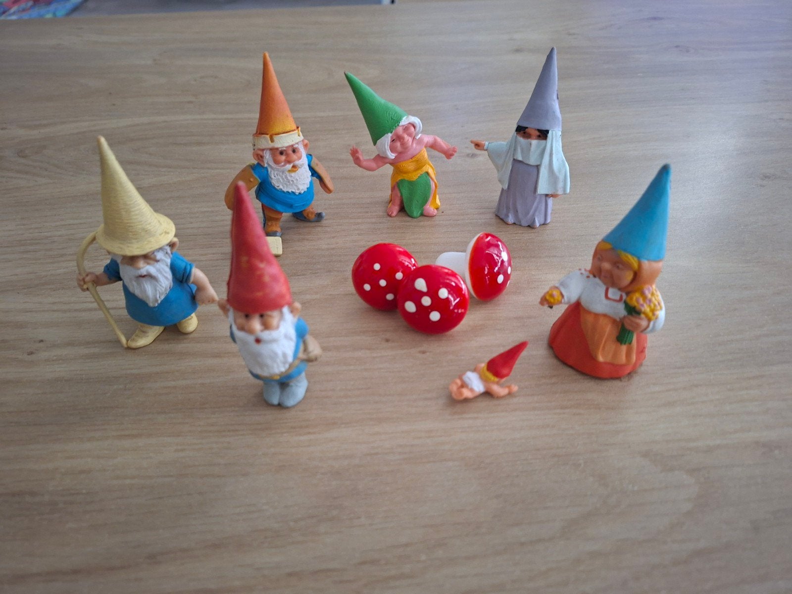 7 oude David de Kabouter figuren, Ophalen of Verzenden, Gebruikt