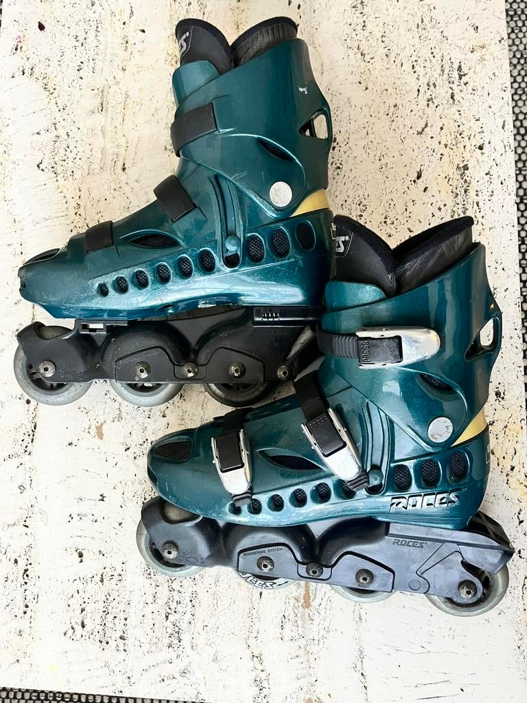 Metallic groene Roces maat 42, Sport en Fitness, Skeelers, Ophalen of Verzenden, Gebruikt, Roces