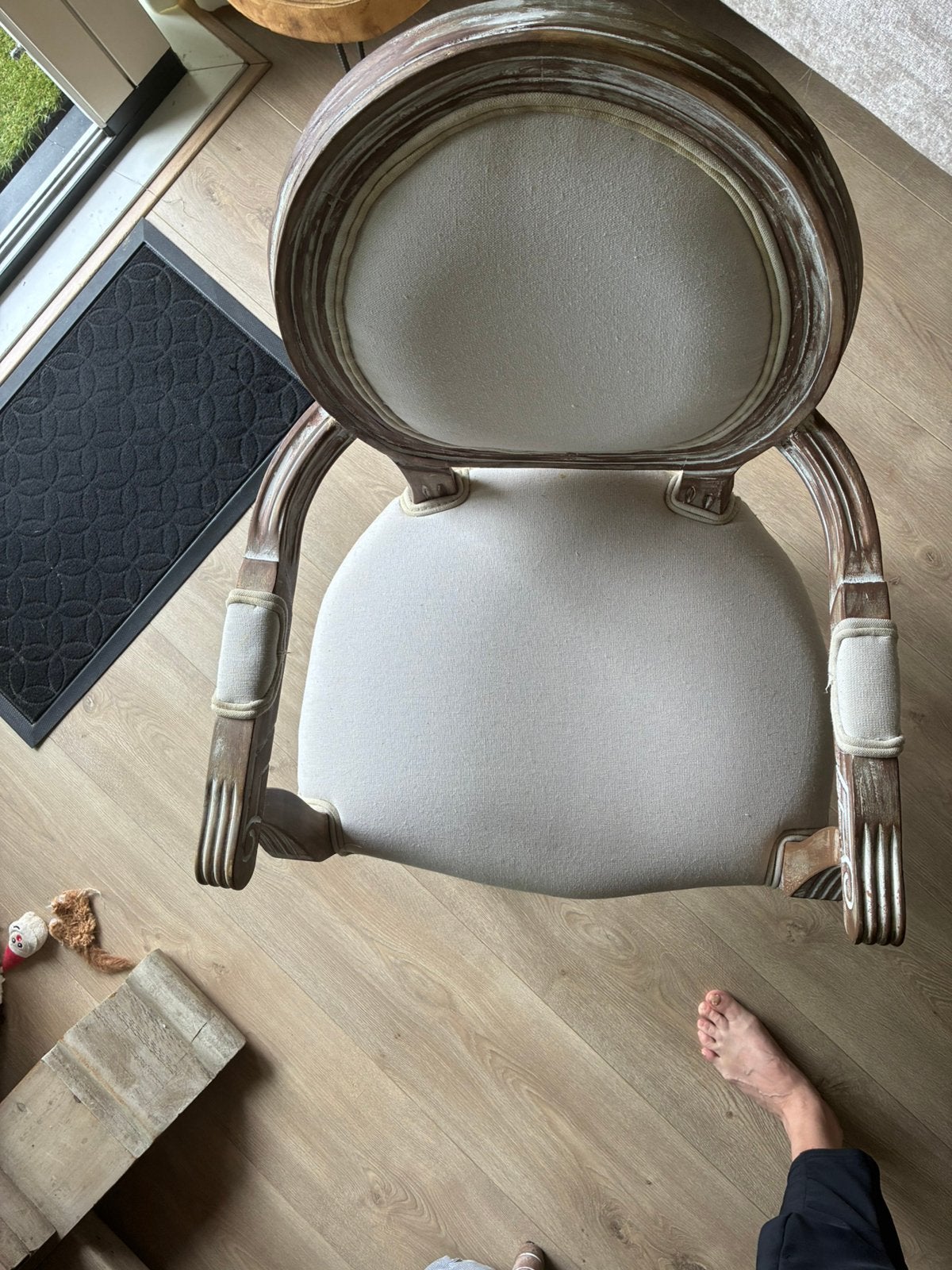 6 brocante eetkamer stoelen, Ophalen, Gebruikt, Wit, Stof