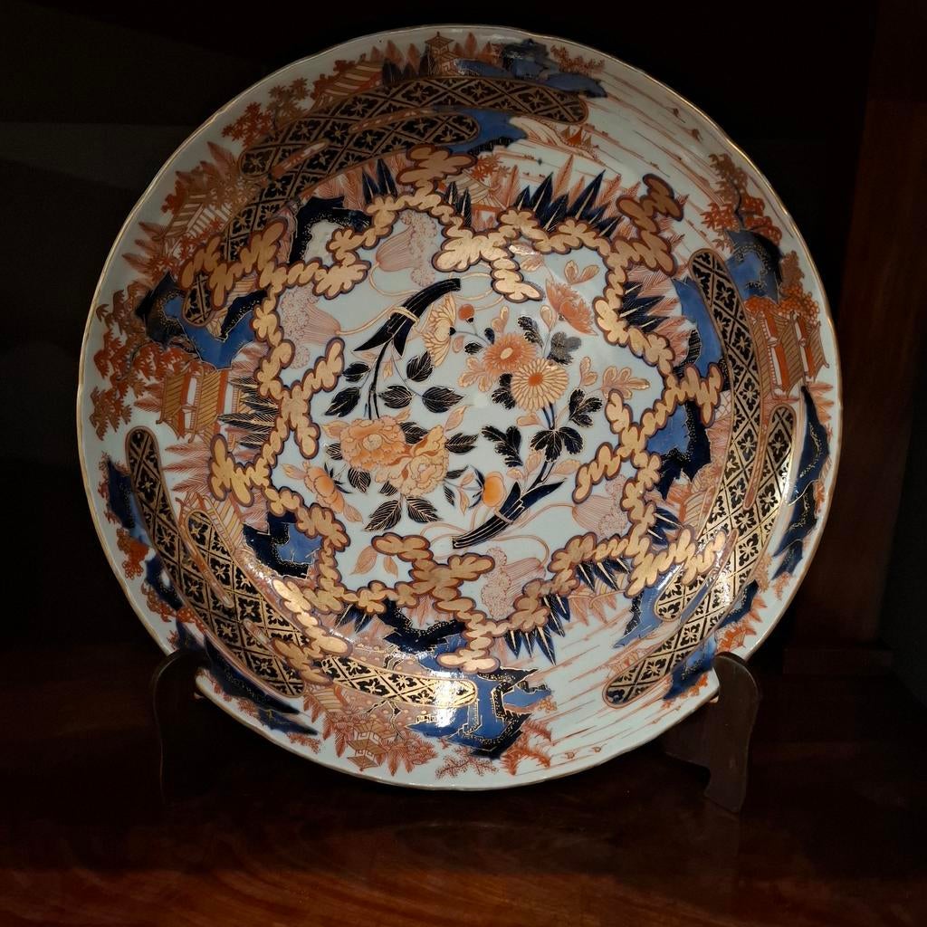 Grote antieke Imari schotel 47,5 cm, Antiek en Kunst, Ophalen