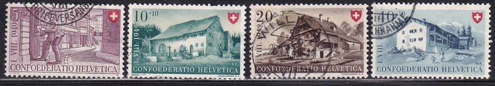 4551 - Zwitserland michel 525/528 gestempeld , Pro Patria ,, Postzegels en Munten, Postzegels | Europa | Zwitserland, Verzenden