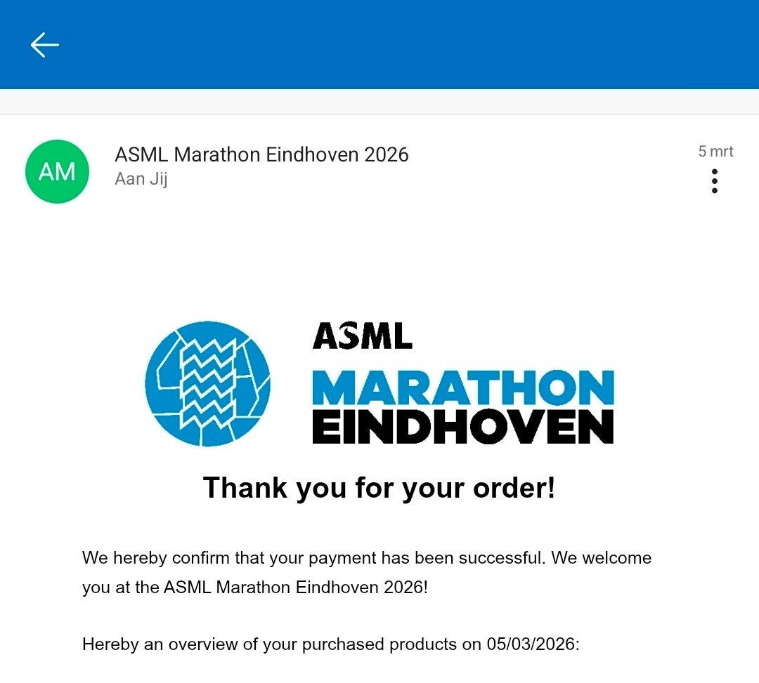 Startbewijs Hele marathon Eindhoven, Tickets en Kaartjes, Eén persoon, Overige soorten