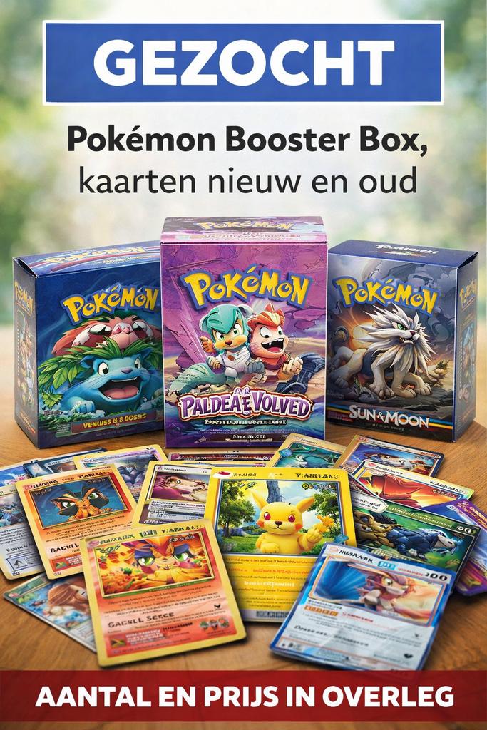 Gezocht: Pokémon Booster Boxen & kaarten (oud/nieuw), Ophalen, Nieuw, Boosterbox