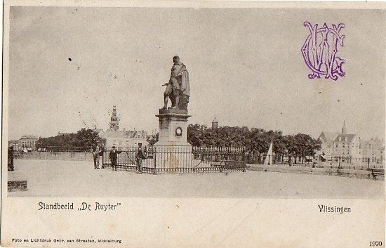 55 Vlissingen Standbeeld De Ruyter, Ophalen of Verzenden, Voor 1920, Gelopen, Zeeland