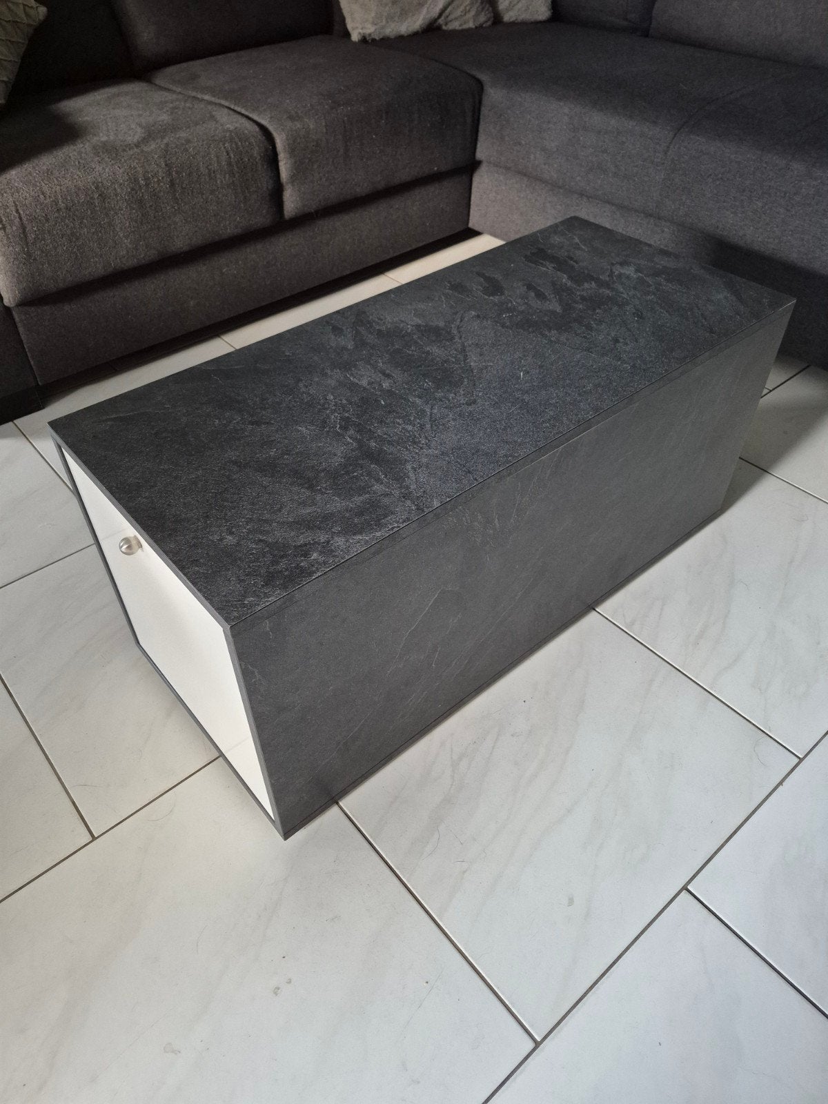 Salontafel Antraciet met Witte Lades - 90x40x40 cm, Ophalen, Overige materialen, Gebruikt, Minder dan 50 cm