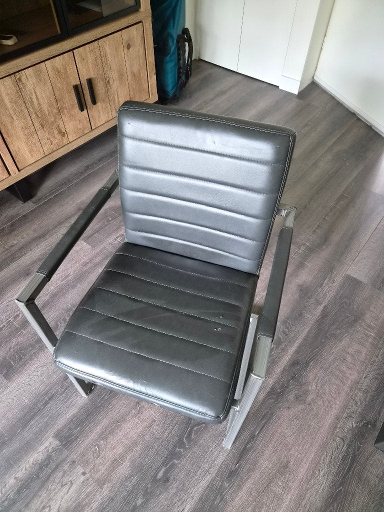 Industriele eetkamerstoelen (6 stuks), Huis en Inrichting, Ophalen, Gebruikt, Kunststof, Grijs