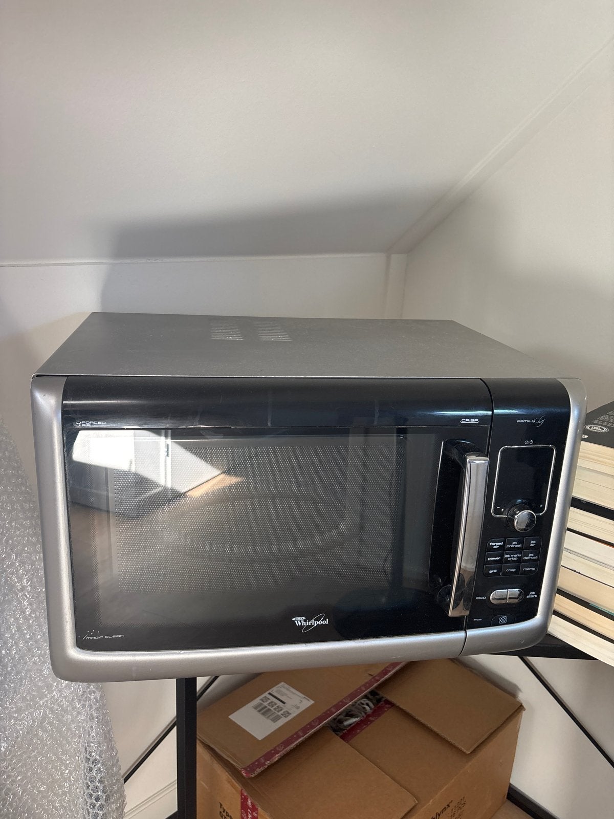 Whirlpool Family Chef Combimagnetron - Zilver/Zwart, Ophalen, Combimagnetron, Gebruikt, Draaiplateau