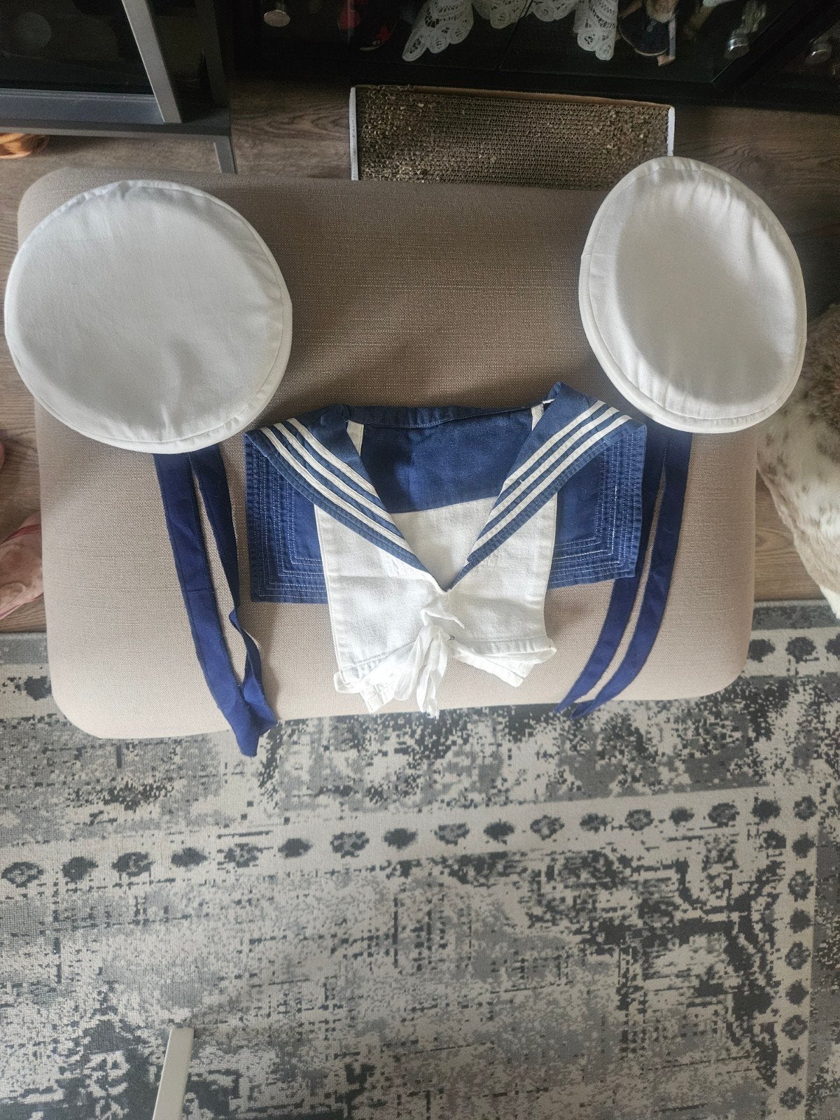Matrozenkraag en 2 matrozenpet blauw wit, Ophalen of Verzenden, Gebruikt