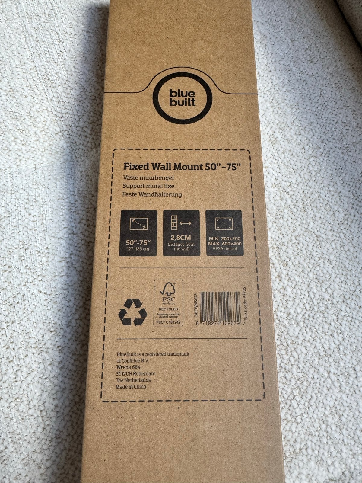 Nieuwe Muurbeugel voor TV 50-75 inch - Blue Built, Ophalen, Nieuw