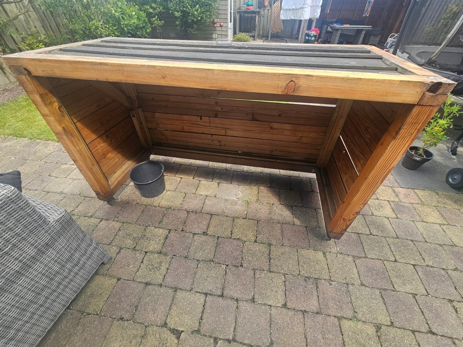 Containerombouw voor 3 containers op wielen, Ophalen, Gebruikt, Hout, Overige typen