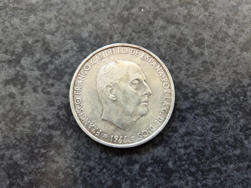 Zilvere spaanse 100 ptas 1966, Postzegels en Munten, Munten | Europa | Euromunten, Zilver, Spanje, Losse munt, Overige waardes