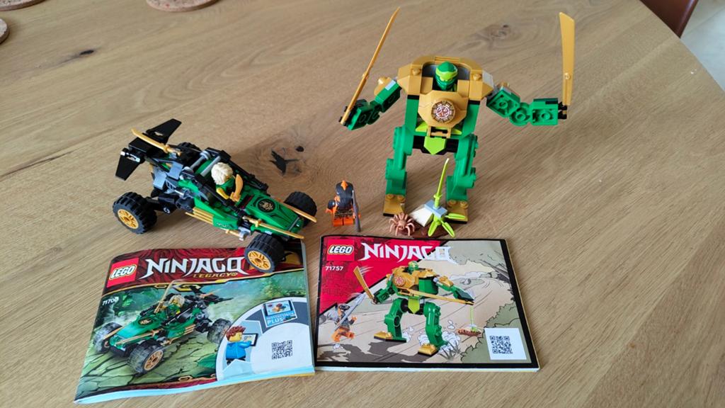 LEGO Ninjago sets: Jungle Raider 71700 & Lloyd's Mech 71757, Lego, Ophalen of Verzenden, Compleet, Zo goed als nieuw