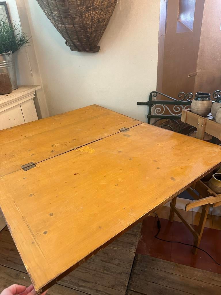Oude brocante keuken eet tafel wit uitklapbaar, Ophalen