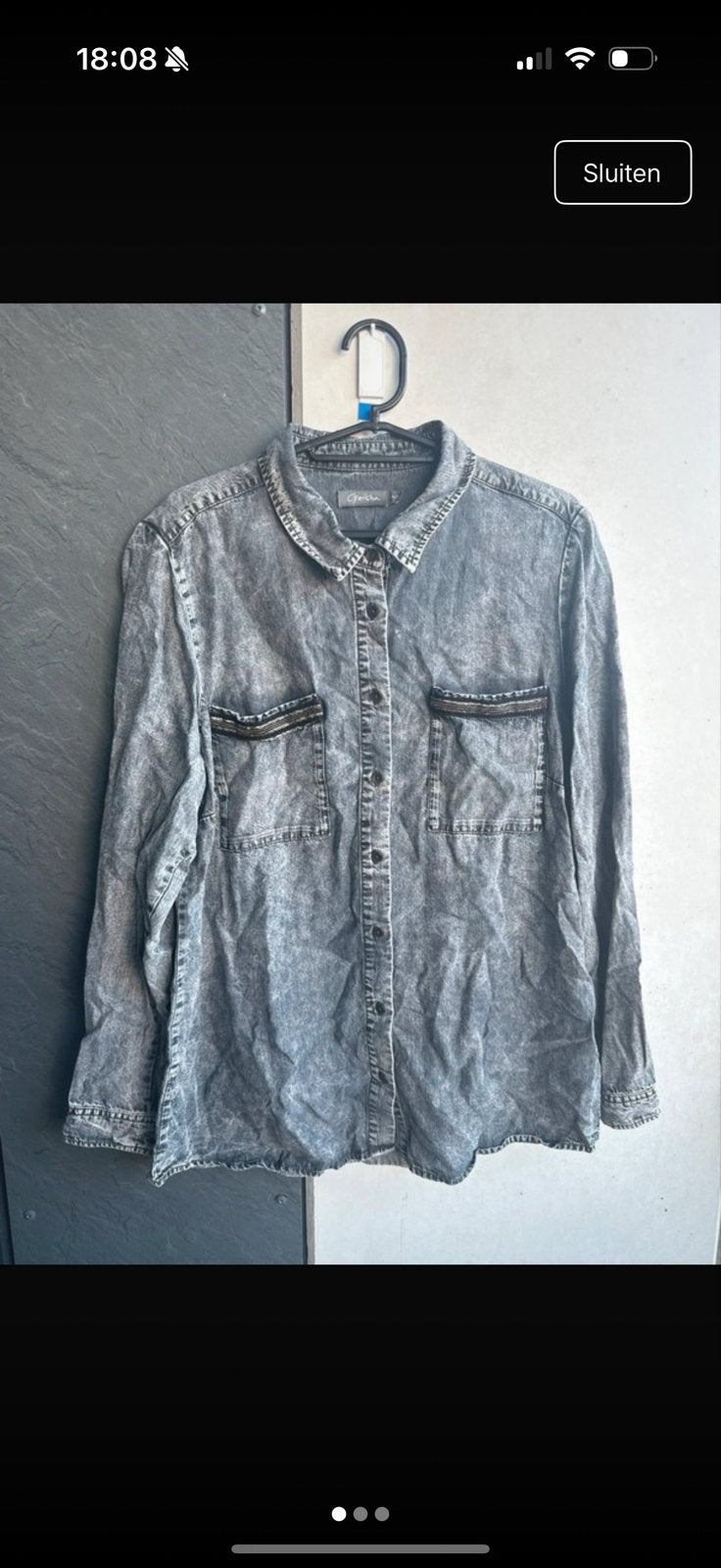 Geisha spijkerblouse - Maat 44, Kleding | Dames, Blouses en Tunieken, Ophalen of Verzenden, Gedragen, Maat 42/44 (L), Grijs