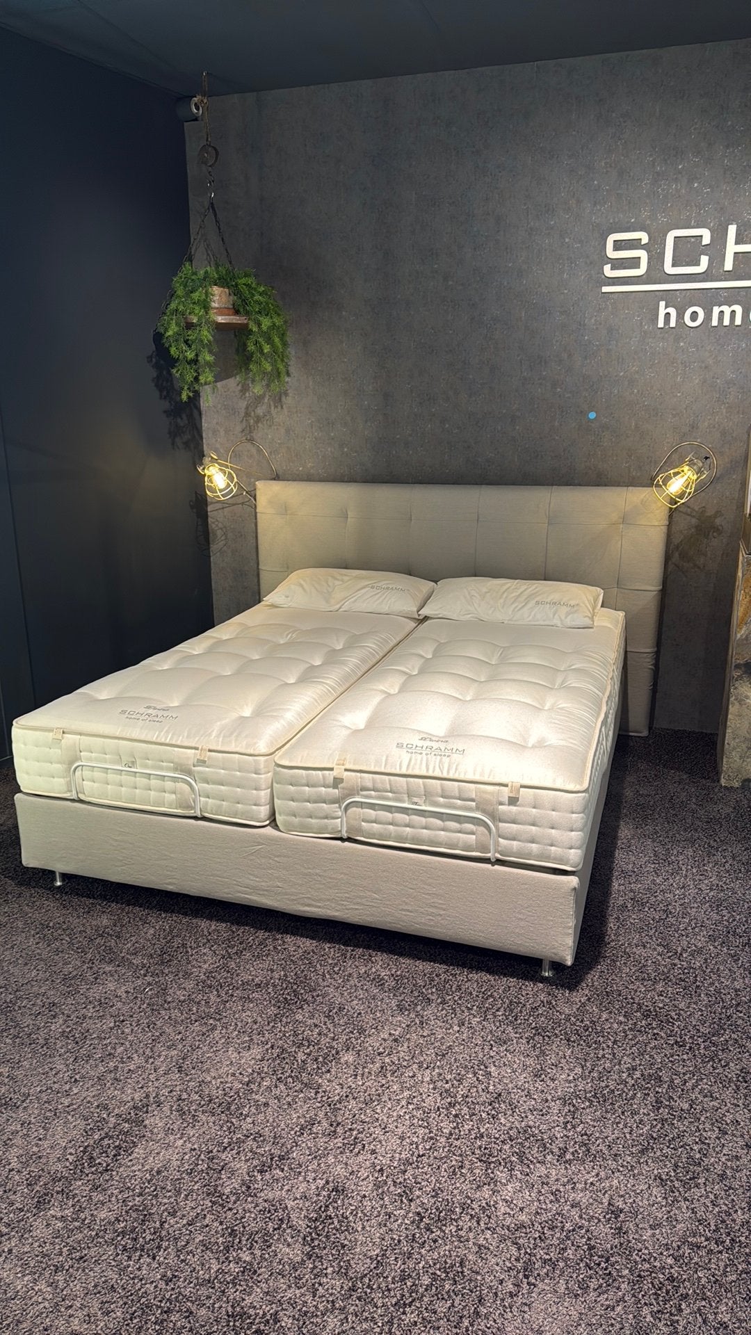 Actie! Schramm boxspring Origins 180x210 electrisch, Ophalen, 210 cm, Tweepersoons, Zo goed als nieuw