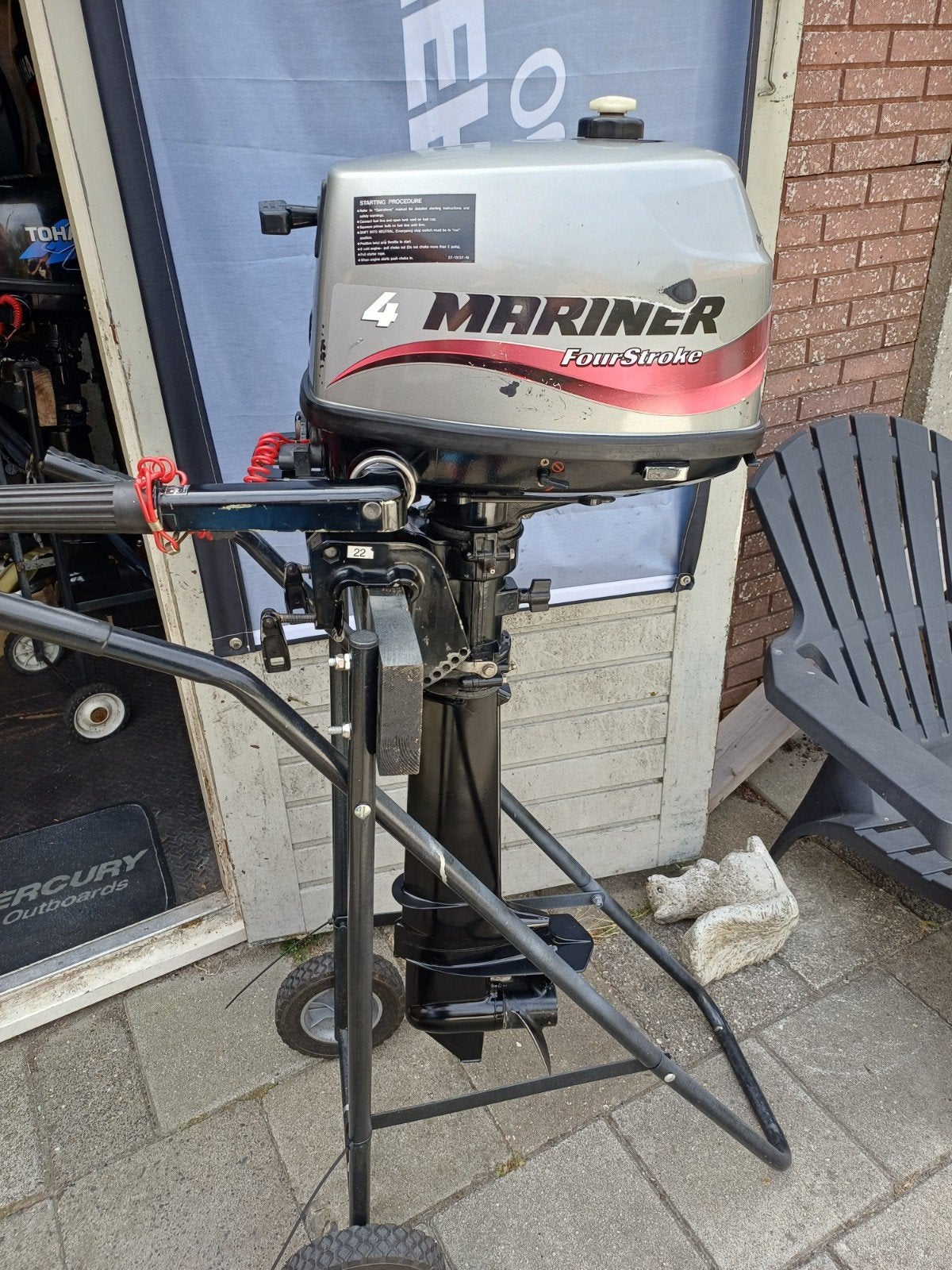 TE KOOP MARINER 4PK 4TAKT LANGSTAART, Watersport en Boten, Buiten- en Binnenboordmotoren, Ophalen, Gebruikt, Minder dan 5 pk, Viertaktmotor
