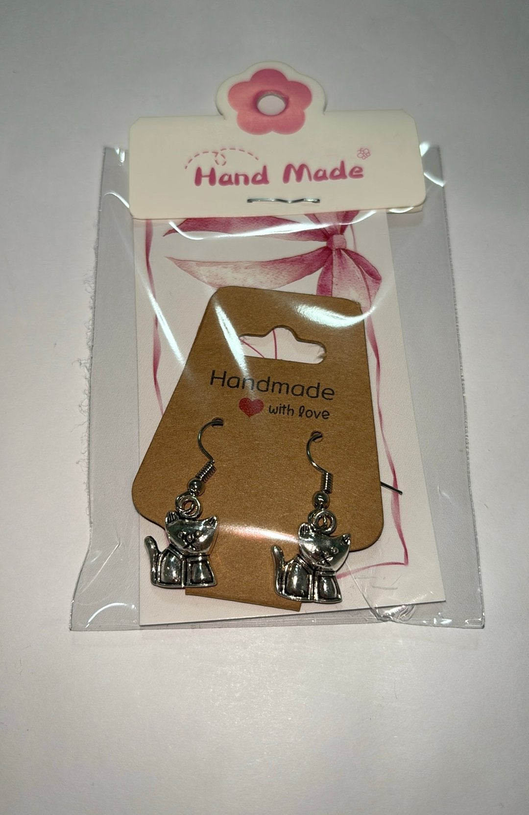 Oorbellen kat zilver, Overige materialen, Hangers, Nieuw, Ophalen of Verzenden