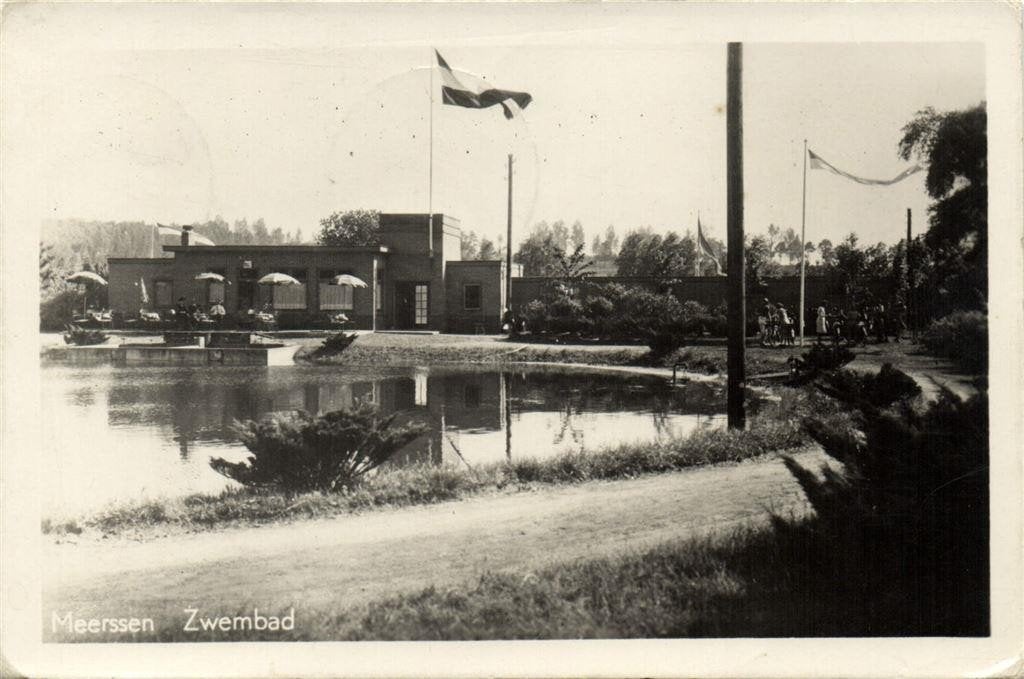 Meerssen - Zwembad - 1948 gelopen, Ophalen of Verzenden, 1940 tot 1960, Gelopen, Limburg
