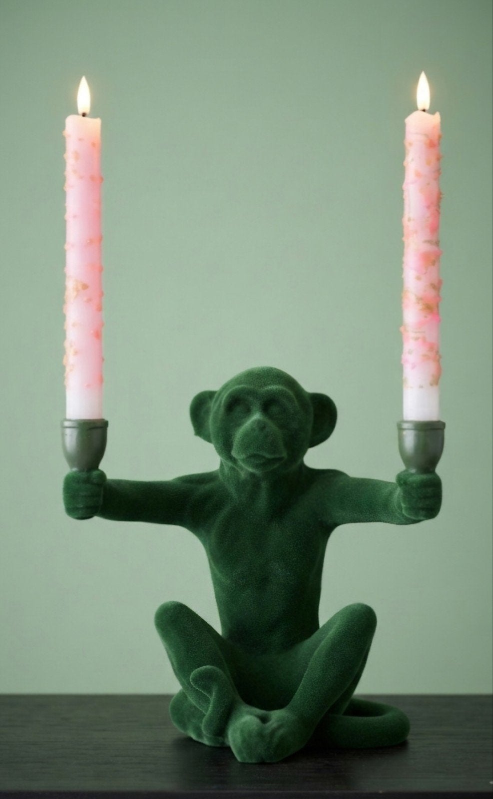 BOLD MONKEY Flocked Groene Apen Kandelaar - INFO ZIE ADVERTE, Ophalen of Verzenden