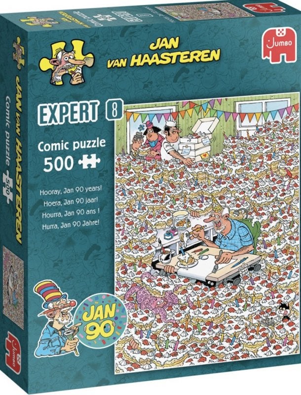 Jan ban Haasteren Expert 8 - Hoera Jan 90 Jaar - 500 stukjes, Hobby en Vrije tijd, Denksport en Puzzels, Ophalen of Verzenden