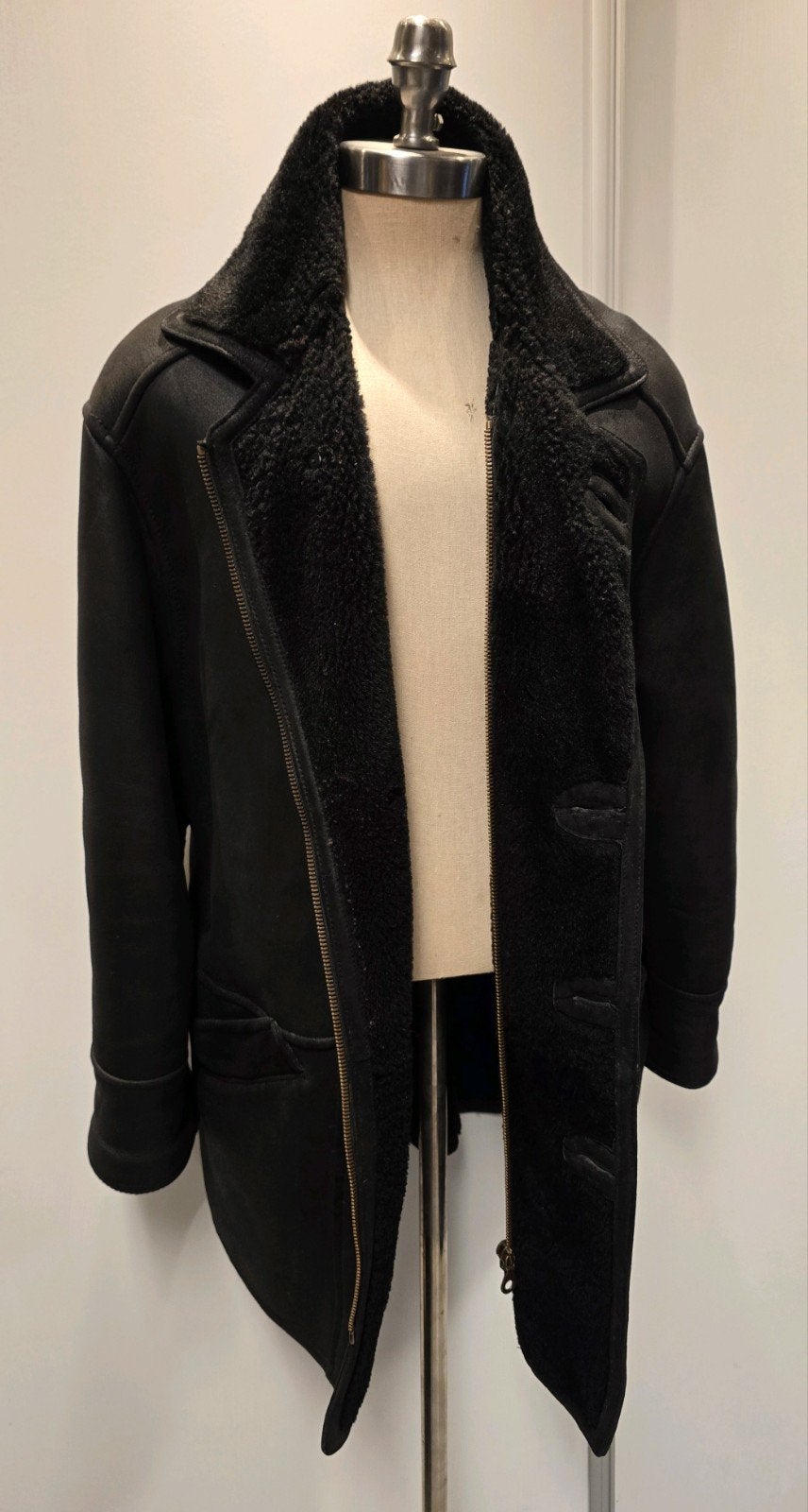 Zwarte heren lammy coat parka - maat XL - lamsleer & vacht, Ophalen of Verzenden, Zo goed als nieuw, Maat 56/58 (XL), Zwart