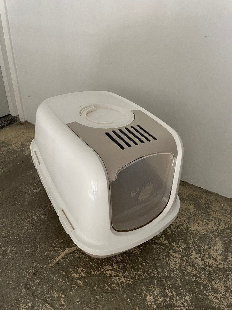 Savic Nestor Jumbo kattenbak – XXL – grijs/wit, Ophalen, Gebruikt, Gesloten