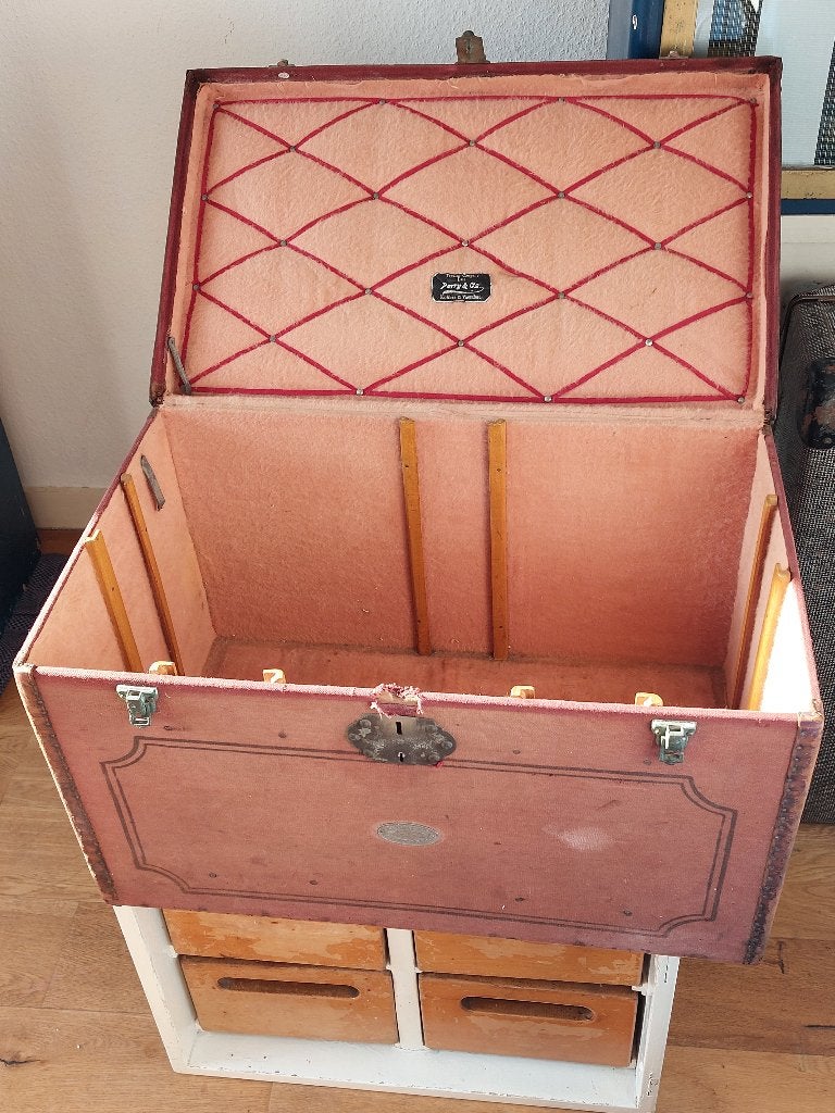 Steamer trunk Reiskoffer Courrier Hutkoffer late Perry & Co, Ophalen