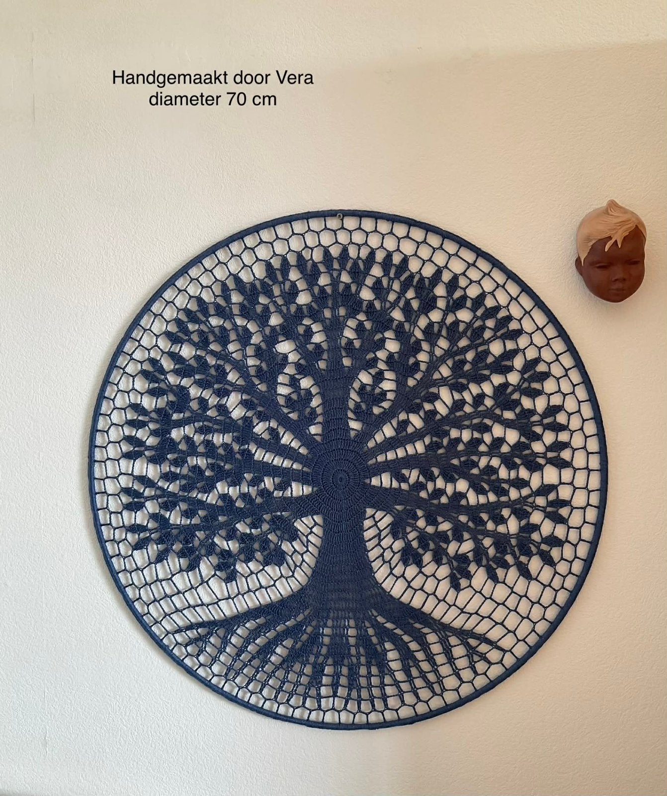 Mooie handgemaakte levensboom mandala, diameter 70 cm, Ophalen, Blauw, Handgemaakt, Nieuw