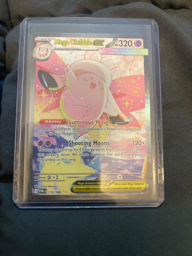 Mega Clefable EX Pokémon Kaart - Zo goed als nieuw, Ophalen of Verzenden, Nieuw, Losse kaart, Foil