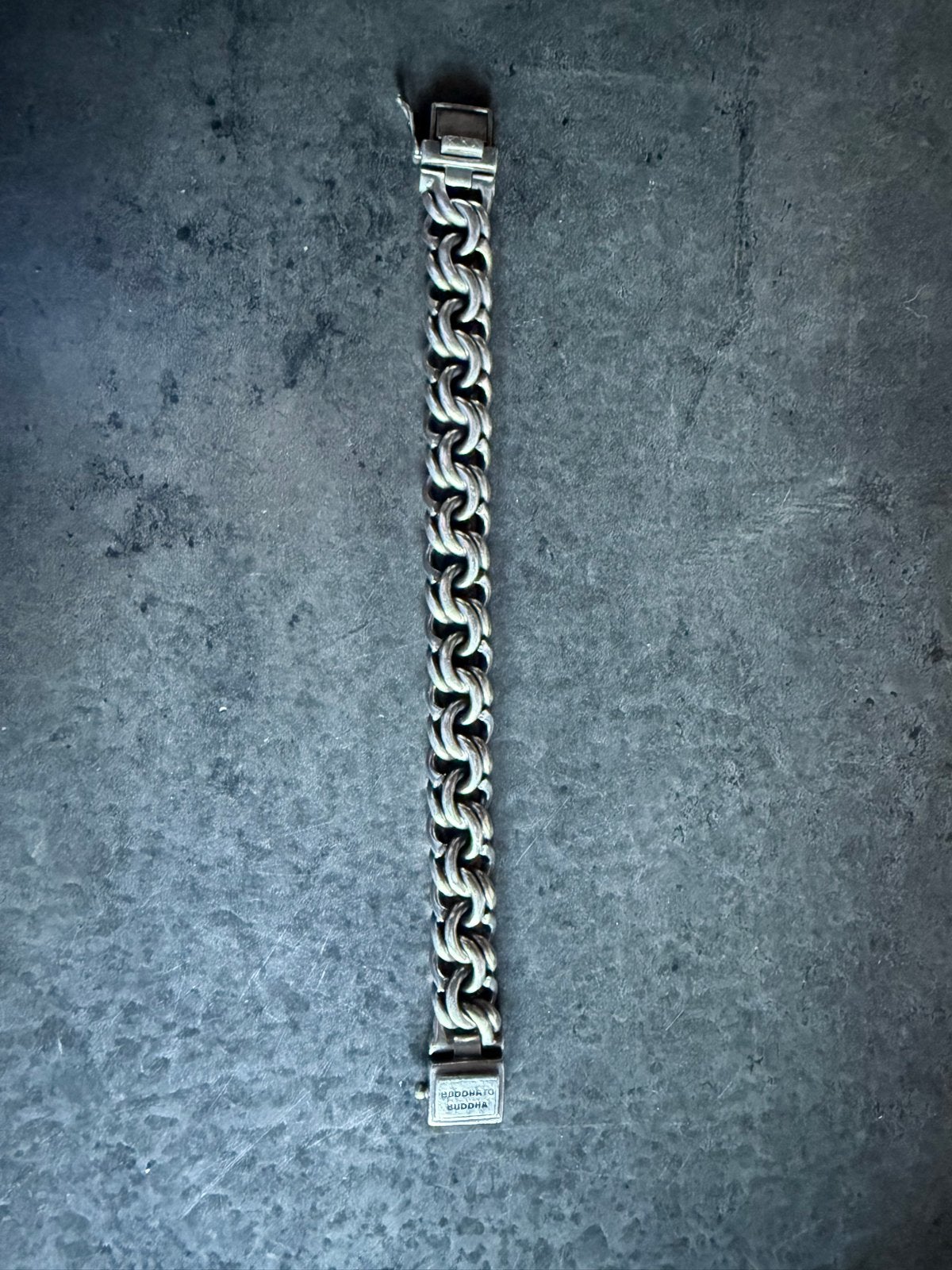 Buddha to Buddha armband - Zilveren schakelarmband, Ophalen of Verzenden, Gebruikt, Zilver