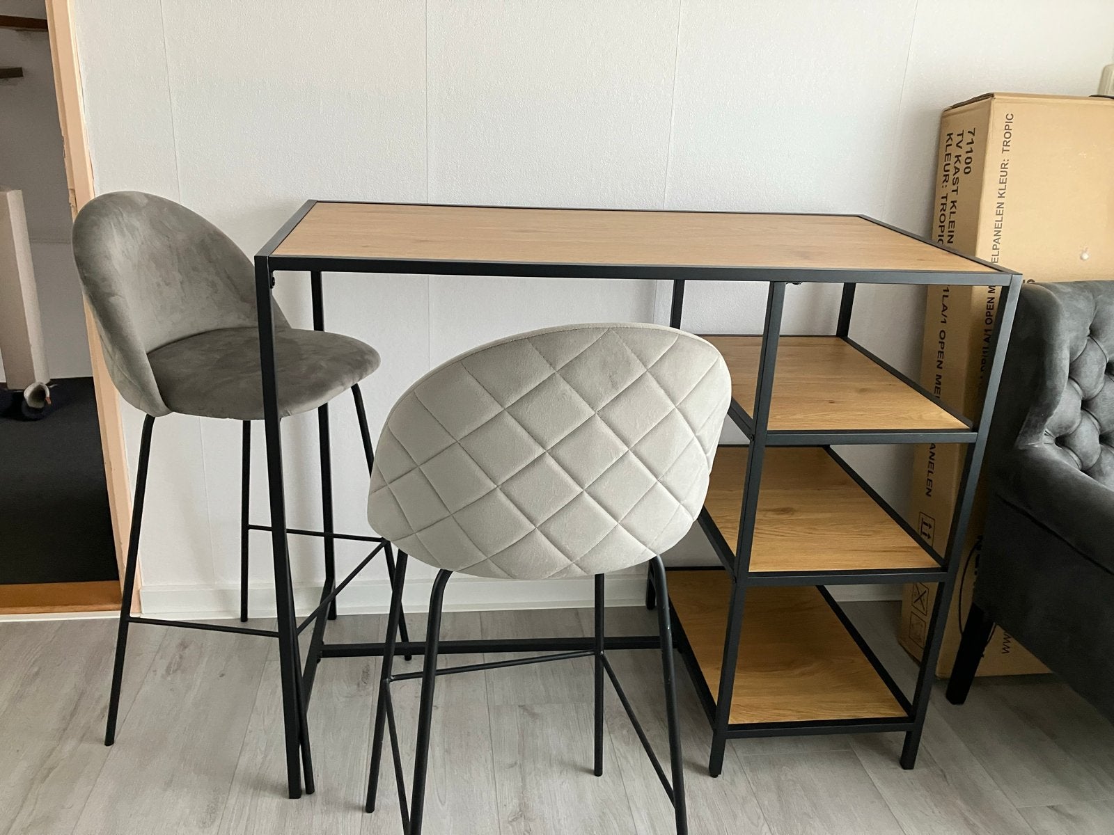 Bartafel met 2 barstoelen - Set, Huis en Inrichting, Gebruikt, 100 tot 150 cm, Tot twee personen, Rechthoekig