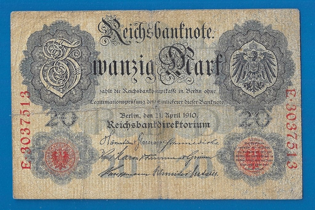 Duitsland biljet 20 Mark Reichsbanknote - 1910, Ophalen of Verzenden, Duitsland, Los biljet