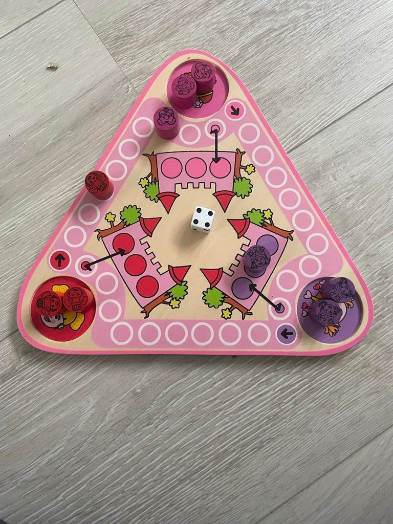 Houten  Mens Erger Je Niet -  voor Kinderen - Prinsessen, Een of twee spelers, Ophalen of Verzenden, Zo goed als nieuw