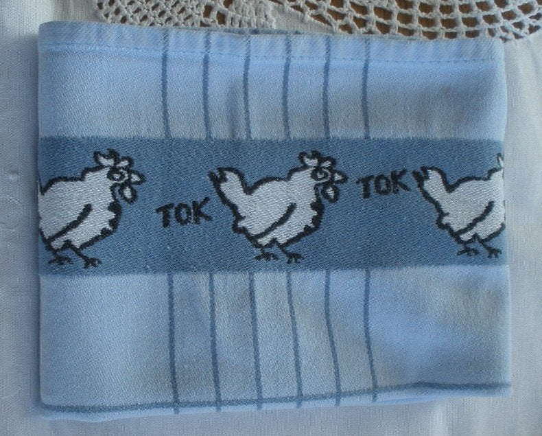 Vintage theedoek - Kippen / nr.49, Ophalen of Verzenden, Zo goed als nieuw, Blauw, Theedoek of Handdoek