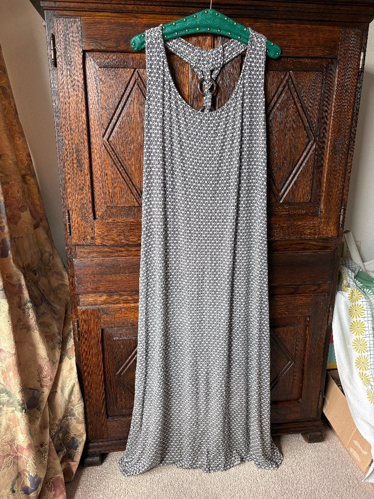 Lange zwart-wit-ecru jurk leuke print; Yessica; XL, Kleding | Dames, Meerkleurig, Maat 46/48 (XL) of groter, Ophalen of Verzenden